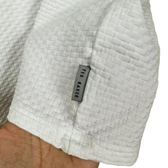 Ted Baker‎ Men's White Basketweave Crewneck Shirt Size 3 - Picture 6 of 11